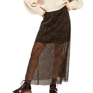 Free People Seven Wonders Maxi Skirt In Dark Night Floral Boho Y2K Festival